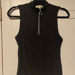 Wishful Park Black Ribbed Tank Top with Zipper